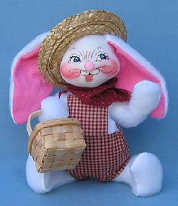 Annalee 12" Country Boy Bunny with Basket - Mint - 063801