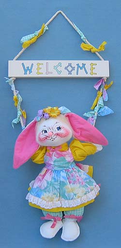 Annalee 12" Welcome Girl Bunny Wall or Door Hanger - Mint - 066902