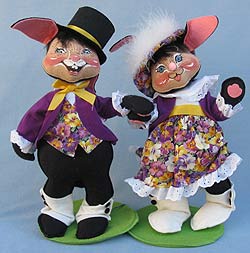 Annalee 12" Valerie and Vern Victorian Bunnies - Excellent - 0670-0671-98b