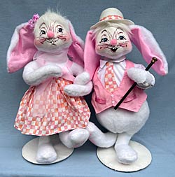 Annalee 20" Spring Boy & Girl Bunny - Near Mint -0718-0717-03a