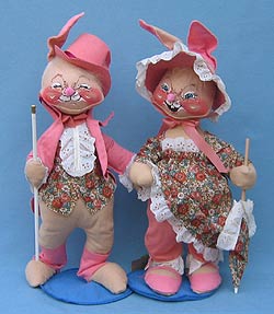 Annalee 18" Victorian Boy & Girl Bunny - Mint - 0734-0732-87x