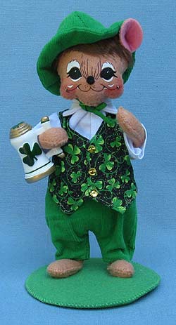 Annalee 6" Chipper the Irish Lad Mouse Holding Beer Mug - Mint - 150912