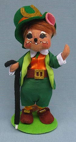 Annalee 8" Leprechaun Boy Mouse with Walking Stick 2014 - Mint - 150914