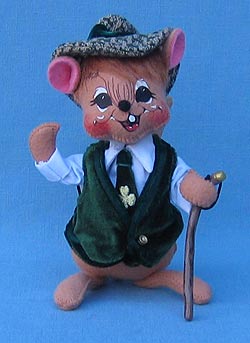 Annalee 6" Sean O'Mouse with Walking Stick - Open Eyes - Mint - 171106