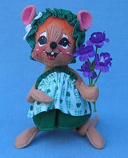 Annalee 7" Katie O' Mouse Holding Flowers - Mint - 171600