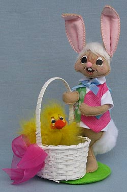 Annalee 6" Easter Basket Bunny & 3" Yellow Duck 2017 - Mint - 201517