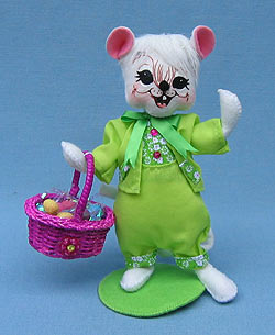 Annalee 6" Spring Boy Mouse Holding Basket of Eggs - Mint - 201609