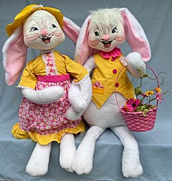 Annalee 30" Easter Parade Girl & Boy Bunnies - Near Mint - 201910-201810