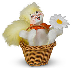 Annalee 4" Daisy Kitty Cat in Basket 2023 - Mint - 210423