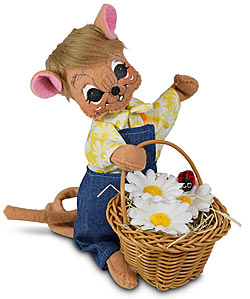 Annalee 6" Daisy Boy Mouse with Basket 2023 - Mint - 211823