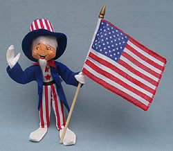 Annalee 9" Uncle Sam Elf Holding Flag 2014 - Mint - 250714