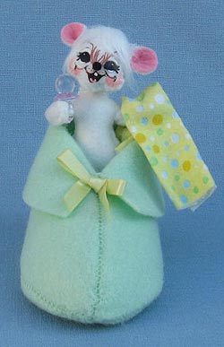 Annalee 3" Baby Shower Bootie Mouse 2016 - Mint - 250816