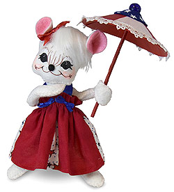 Annalee 6" 4th of July Girl Mouse with Umbrella 2019 - Mint - 260319