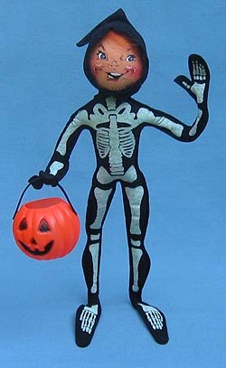 Annalee 14" Skeleton Elf with Pumpkin - Mint - 299601