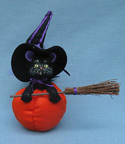 Annalee 4" Witch Kitty Cat in Pumpkin - Mint - 300510