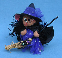 Annalee 6" Witch Mouse with Long Black Hair - Mint - 300903