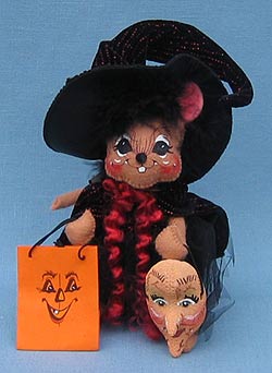 Annalee 6" Red Trick or Treat Witch Mouse with Mask - Mint - 300906