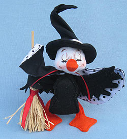 Annalee 6" Polka Dot Witch Duck with Broom 2015 - Mint - 300915