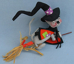 Annalee 7" Flying Witch Mouse on Broom Mobile - Mint - 301080x