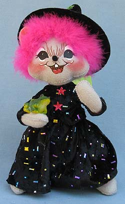 Annalee 10" Pink Witch Mouse with Frog - Mint - 302308def