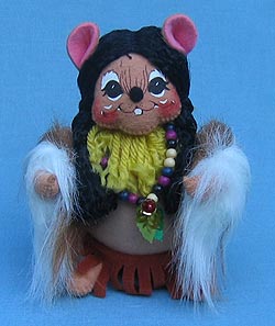 Annalee 6" Indian Girl Mouse with Bead Necklace - Mint - 308504