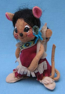 Annalee 7" Indian Girl Silver Cloud Mouse with 3" Raindrop Baby - Mint - 308597