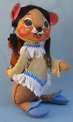 Annalee 12" Indian Girl Mouse with Papoose - Excellent - 310087a