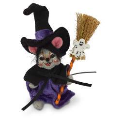 Annalee 4" Witch Mouse with Broom 2018 - Mint - 310118