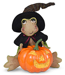 Annalee 6" Witch Frog with Pumpkin 2023 - Mint - 311723