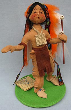 Annalee 10" Indian Chief in Brown Holding Peace Pipe - Mint - 316895ooh