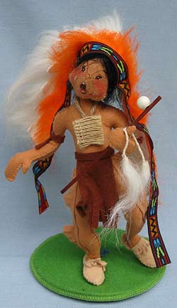 Annalee 10" Indian Chief Holding Peace Pipe - Excellent - 316895yella