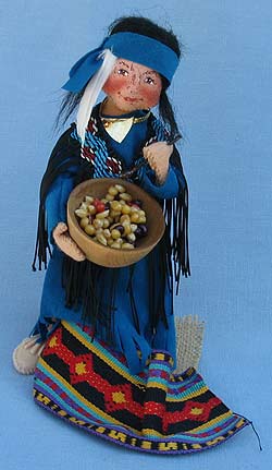 Annalee 10" Indian Maiden Holding Wooden Bowl of Corn - Mint - 317095-96