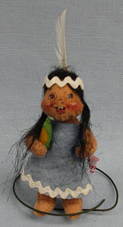 Annalee 3" Indian Girl Holding Corn - Excellent - 322196a