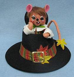 Annalee 6" Pilgrim Hat Centerpiece Mouse - Mint - 351210