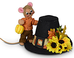 Annalee 3" Pilgrim Hat Mouse 2022 - Mint - 360322