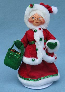 Annalee 9" Mrs Ribbon Santa - Mint - 400210