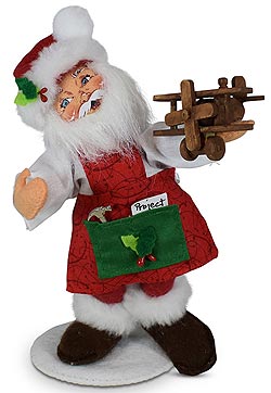 Annalee 6" Workshop Santa Holding Airplane 2020 - Mint - 410020	