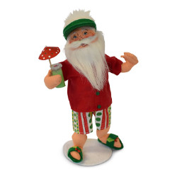 Annalee 9" Sunny Santa at Beach Holding Drink 2018 - Mint - 410618