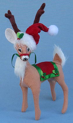 Annalee 8" Holly Berry Reindeer 2015 - Mint - 450115