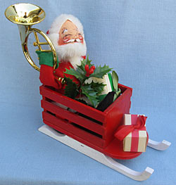 Annalee 7" Santa in Sleigh - Open Eyes - French Horn - Excellent - 502582fhxa