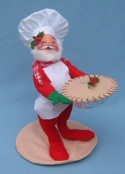 Annalee 7" Chef Santa Holding Pie - Closed Eyes - Mint - 504592x