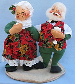 Annalee 7" Mr & Mrs Santa Morning Greetings with Coffee Cups - 1998 - Excellent - 510698a