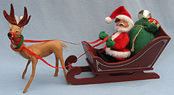 Annalee 7" Santa in Sleigh & Reindeer - 1987 - Mint / Near Mint - 511087tr