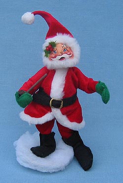 Annalee 7" Velour Santa with Pipe - Neat Mint / Excellent - 521085