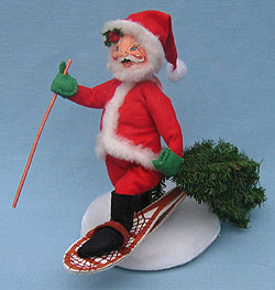 Annalee 7" Santa with Snowshoes & Tree - Excellent - 524394