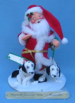 Annalee 10" Puppies Dalmations for Christmas Santa with Plaque - Signed - Near Mint - 539196s