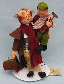 Annalee 10" Dickens Bob Cratchet with 5" Tiny Tim - Excellent - 546289b