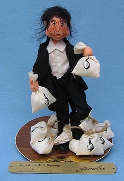 Annalee 10" Dickens Christmas Eve Scrooge with Money Bags - Mint / Near Mint - 546892