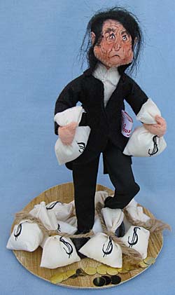 Annalee 10" Dickens Christmas Eve Scrooge with Money Bags - Excellent - 546892b