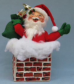 Annalee 12" Santa in Chimney with Toy Bag - Mint - 549392